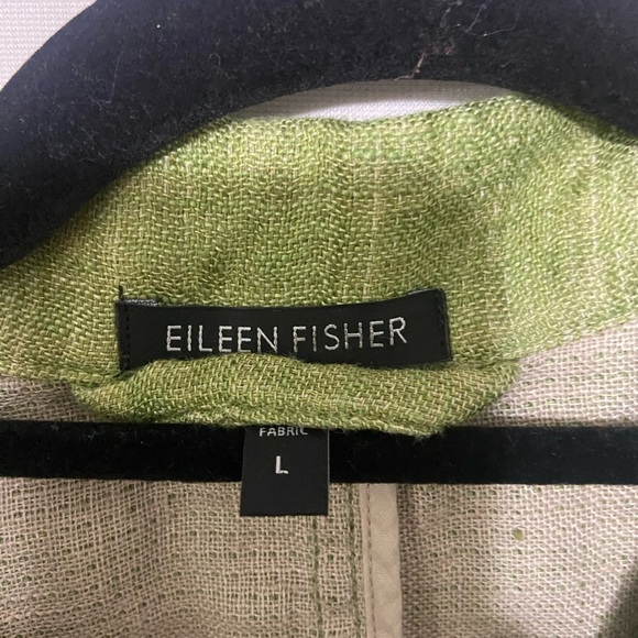 Eileen Fisher EUC 100% linen green casual blazer jacket size L - Picture 4 of 10